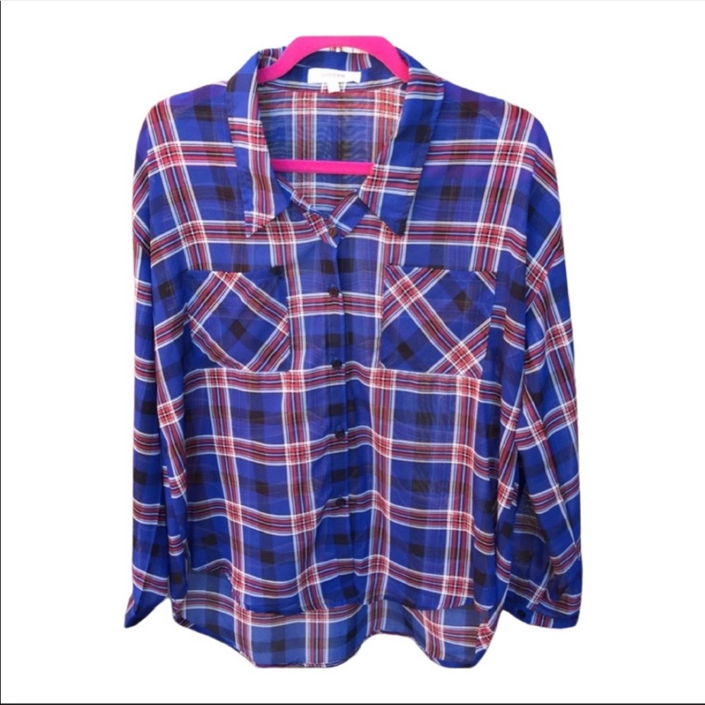 Umgee Blue plaid blouse